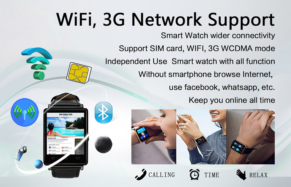 No.1 D6 Android 5.1 3G Smartwatch Phone Heart Rate Monitor MTK6580 Quad Core 1.3GHz 1GB RAM 8GB ROM Google Play GPS WiFi Bluetooth 4.0 for Android iOS - Silver