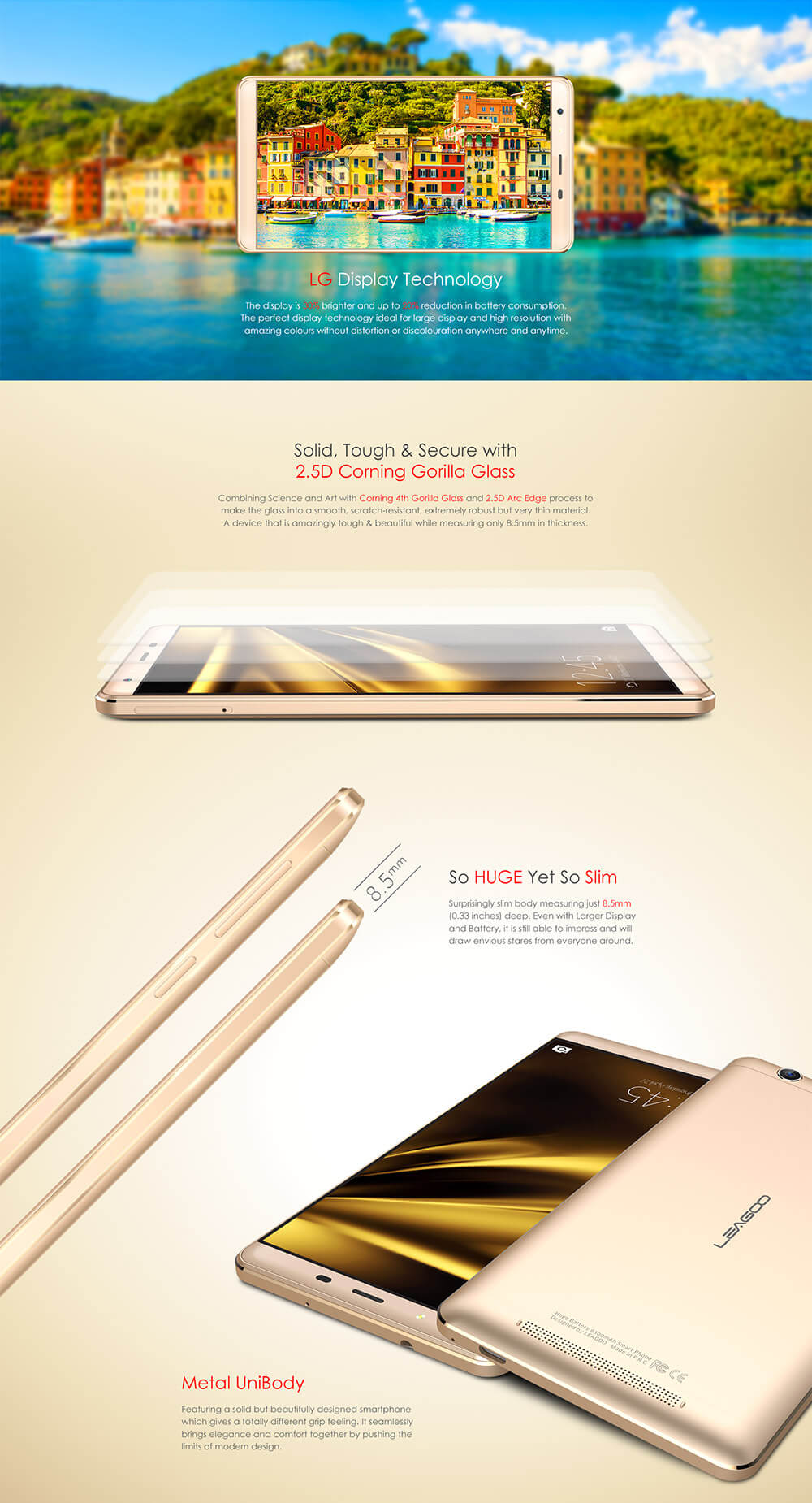 [Spain Stock]Leagoo Shark 1 6.0inch FHD 4G LTE 2.5D Screen Android 5.1 3GB 16GB Smartphone 64bit MTK6753 Octa Core 13.0MP Touch ID - Silver