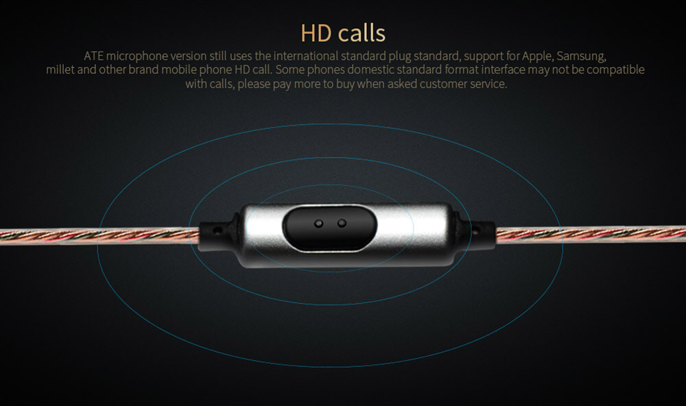 KZ-ATE 3.5mm In-Ear Earphones with Mic HiFi Stereo Headphones Super Bass Noise Canceling Sport Headset