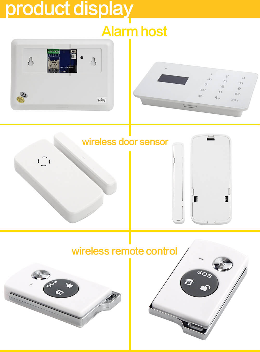 YA-700-GSM-4 LCD Wireless GSM Autodial SMS Home House Office Security Burglar Alarm System