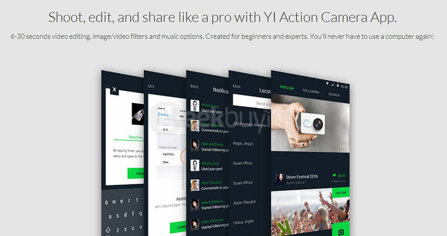 [Official International Version]Xiaoyi YI 4K Action Camera II 2.19 Retina Screen Ambarella A9SE75 Sony IMX377 12MP 155&lrm; Degree Wide Angle 1400mAh EIS LDC Sport Camera - Black
