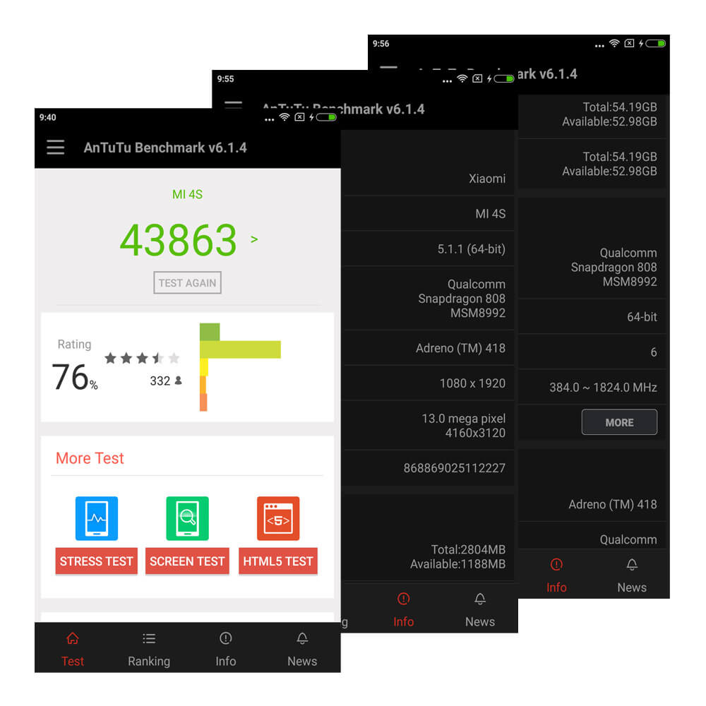 Xiaomi Mi4S /Mi 4S 4G LTE 5.0inch FHD MIUI 7.2 OS 3GB 64GB Smartphone 64-bit Snapdragon 808 Hexa Core 13.0MP Touch ID Type-C QC2.0 - Black