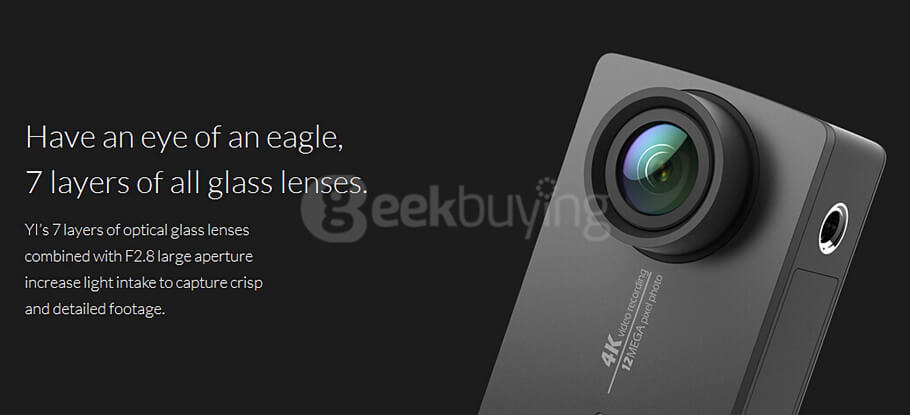 [Official International Version]Xiaoyi YI 4K Action Camera II 2.19 Retina Screen Ambarella A9SE75 Sony IMX377 12MP 155&lrm; Degree Wide Angle 1400mAh EIS LDC Sport Camera - Black