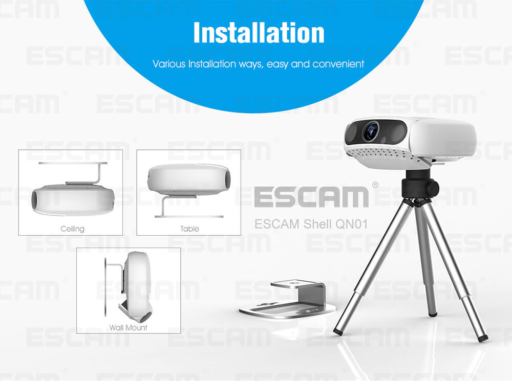 ESCAM Shell QN01 FHD 1080P WiFi Ambarella Chipet IP Camera Camcorder Night Vision Network Camera