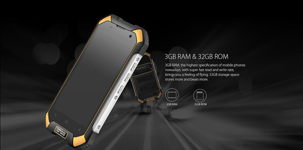 Blackview BV6000 4.7inch HD IP68 Waterproof Shockproof Scratch-proof Rugged Phone MT6755 Octa Core Android 6.0 3GB 32GB 13.0MP NFC Fast Charge - Black