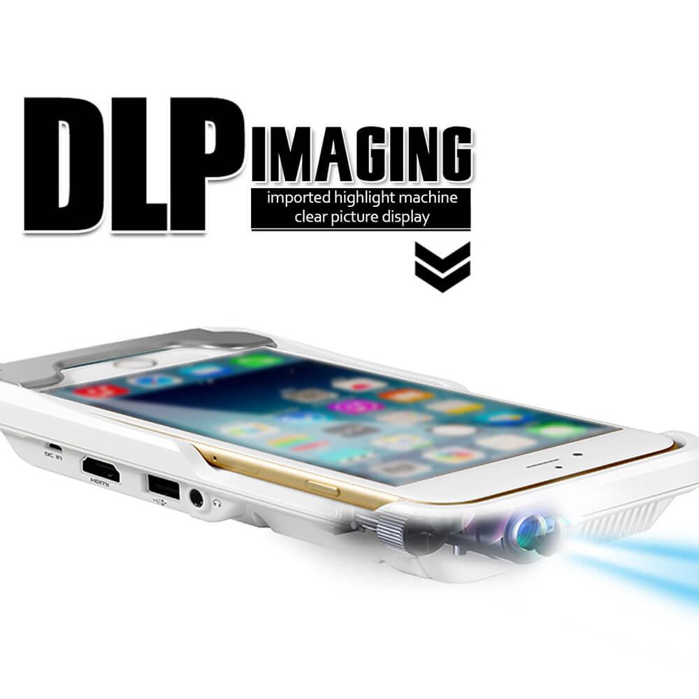 Atongm D9+ Pico 80LM 854 x480 2400mAh MINI LED DLP Projector for iPhone 6 6S Plus