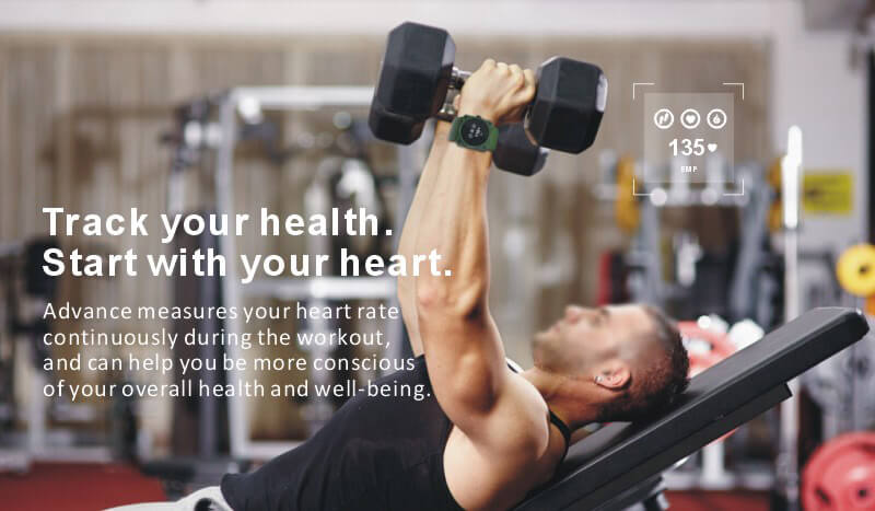 Advance Bluetooth 4.0 Sports Smart Watch 6-axis Acceleration Heart Rate Monitor Activity Fitness Tracker Call Reminder for Android iOS - Army Green