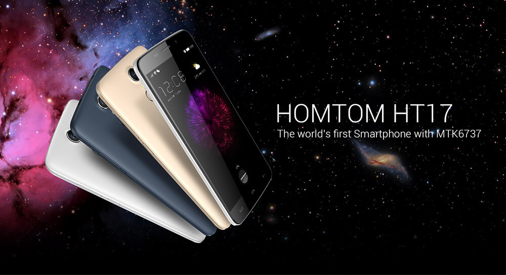 [Package B]HOMTOM HT17 5.5inch HD 4G Android 6.0 MT6737 Quad Core 1GB RAM 8GB ROM 5.0MP Smartphone(Dark blue) + Tempered Glass + Back Case