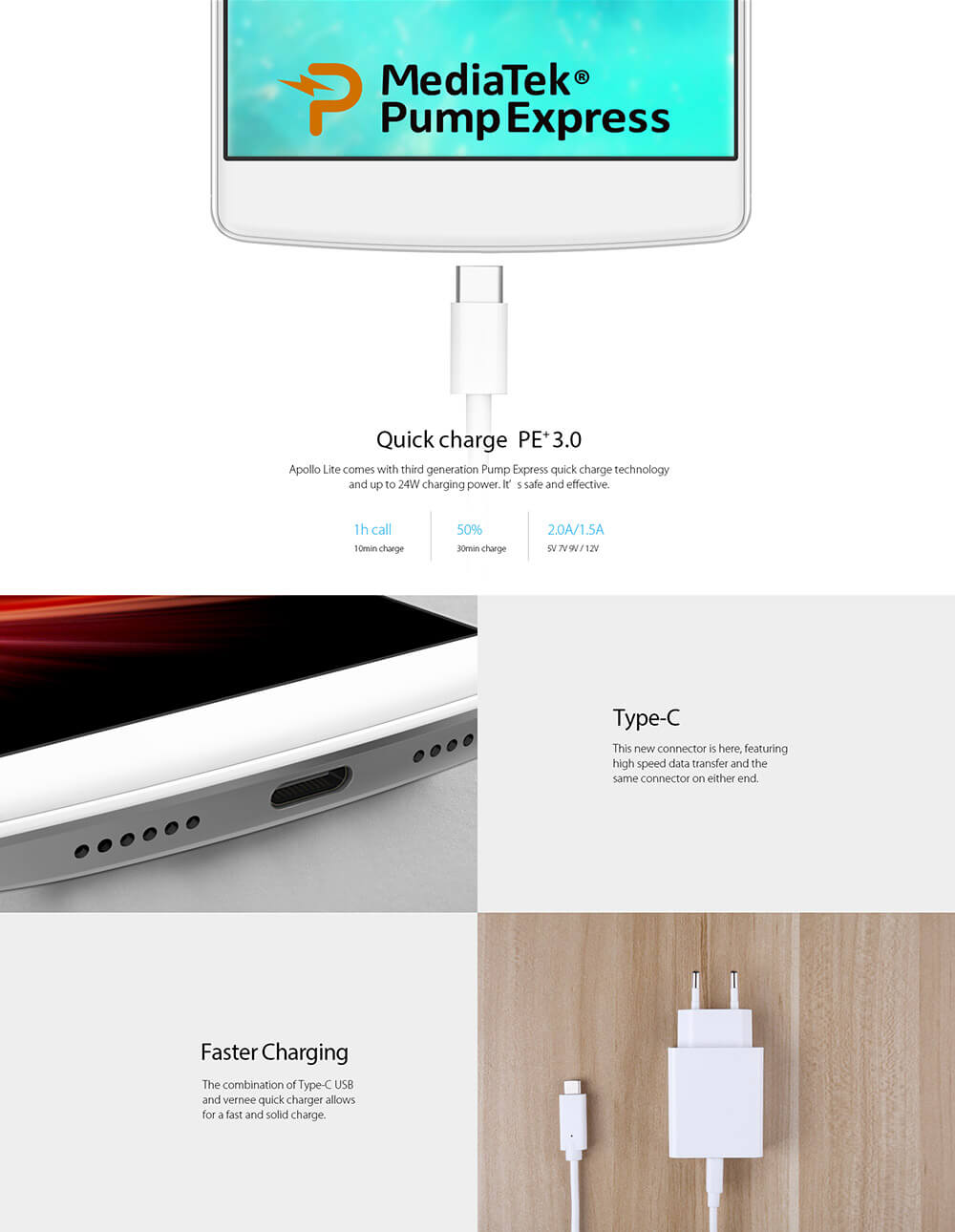 [HK Stock]Vernee Apollo Lite 5.5-Inch Android 6.0 Helio X20 MT6797 Deca Core 4GB+32GB Smartphone(Silver) + Leather Case(White) + Tempered Glass