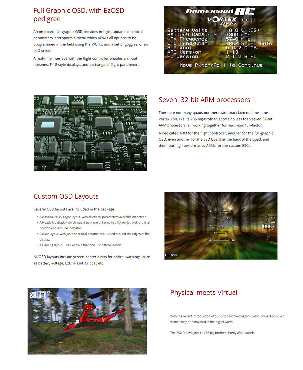 ImmersionRC Vortex 250 PRO Racer Camera OSD Flight Controller ARF