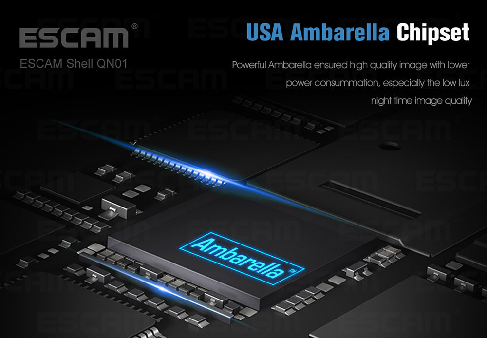 ESCAM Shell QN01 FHD 1080P WiFi Ambarella Chipet IP Camera Camcorder Night Vision Network Camera