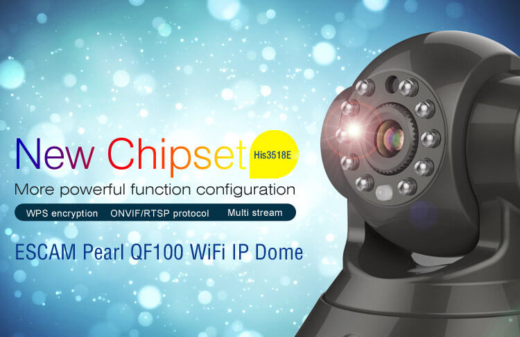 ESCAM Black Pearl QF100 1/4 Inch CMOS 720P P2P IP Dome Camera IR Nightvision ONVIF iOS / Android View