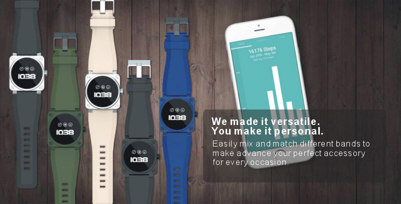 Advance Bluetooth 4.0 Sports Smart Watch 6-axis Acceleration Heart Rate Monitor Activity Fitness Tracker Call Reminder for Android iOS - Blue