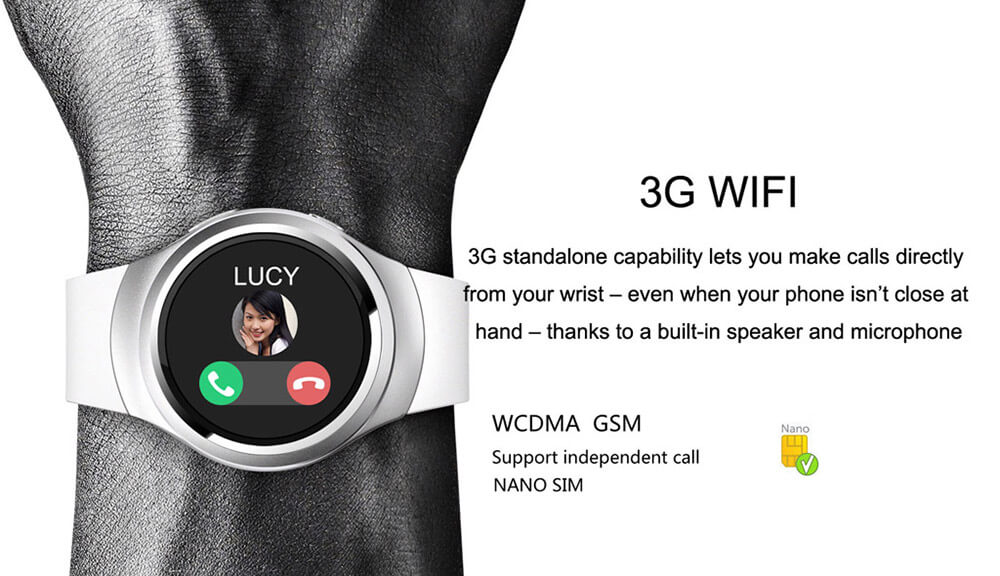 X3 (K9) Android 4.4 3G WiFi GPS Smart Watch Phone MTK6572 Dual Core 512MB RAM 4GB ROM Heart Rate Monitor Pedometer Bluetooth 4.0 For Android iOS - Black