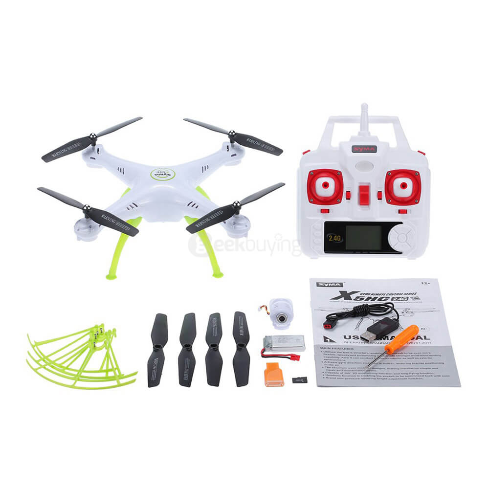 Syma X5HC With 2MP HD Camera 3D Roll Altitude Hold Headless Mode 2.4G 4CH 6Axis RC Quadcopter RTF - White