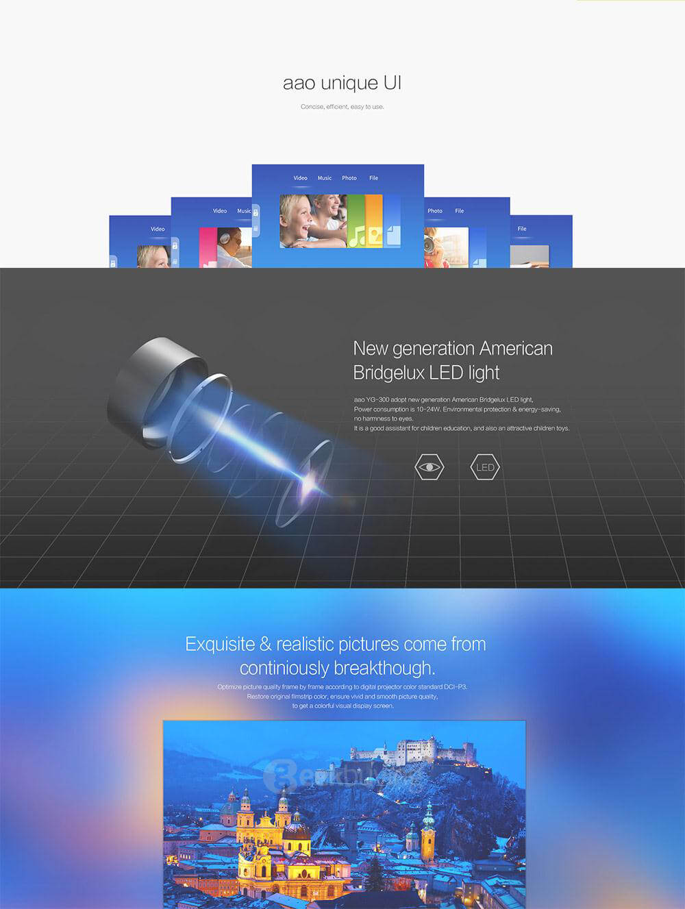 YG-300 Mini Pocket LCD Projector 400~600 Lumens 320*240 Pixels Multimedia 1080P HD LED Portable Theater with HDMI USB TF AV for Home Cinema Video Games TV Movies - Yellow