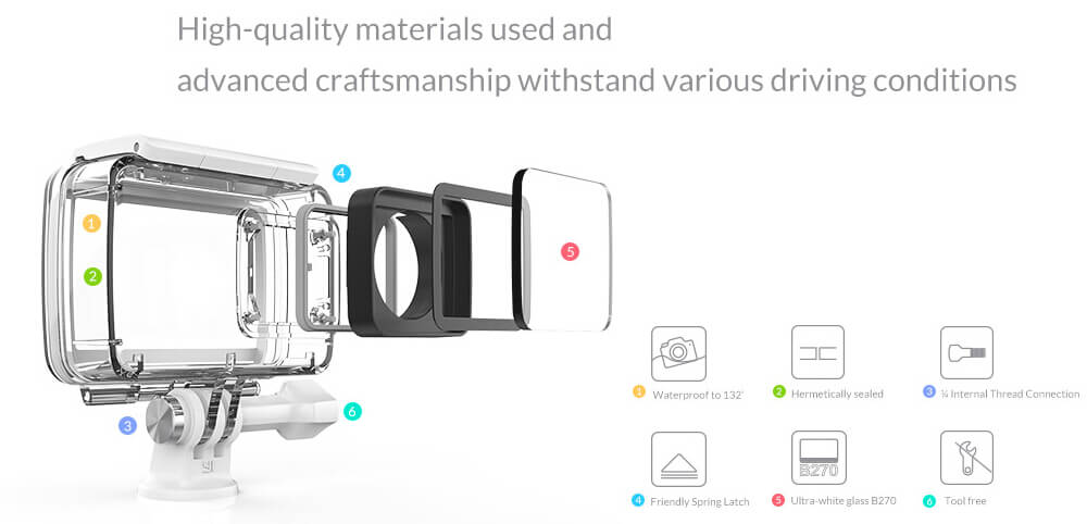 [HK Stock] Original Xiaoyi YI 4K Waterproof Case Diving 40m Waterproof  for Xiaoyi YI 4K+ / YI 4K