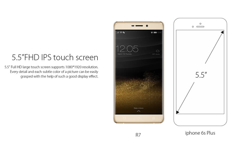 [HK Stock]Blackview R7 5.5inch FHD 4G LTE Android 6.0 MTK6755 Smartphone Octa core 2.0GHz 4GB RAM 32GB ROM 8.0MP+13.0MP Touch ID NFC Fast Charge - Gold