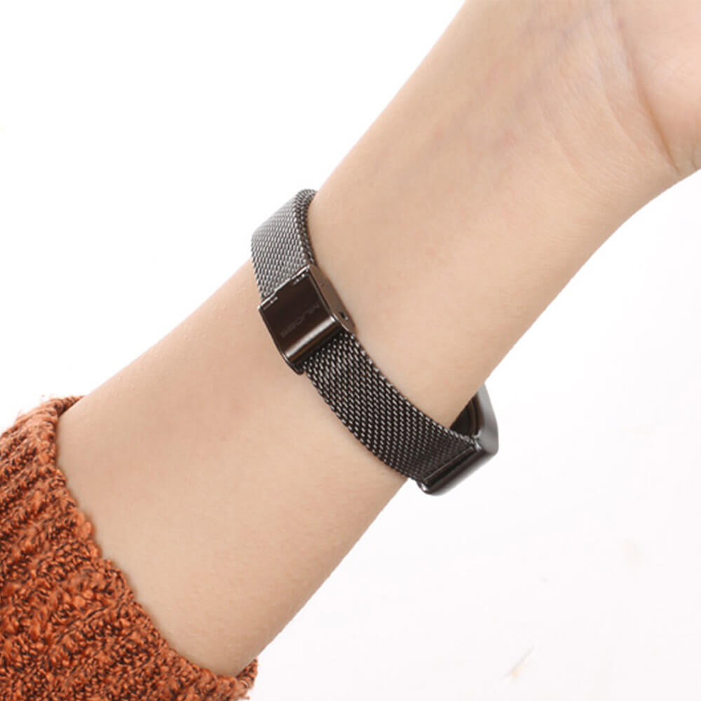 Mijobs Replacement Metal Strap Wrist Belt for Xiaomi Mi Band 2 Smart Bracelet - Black