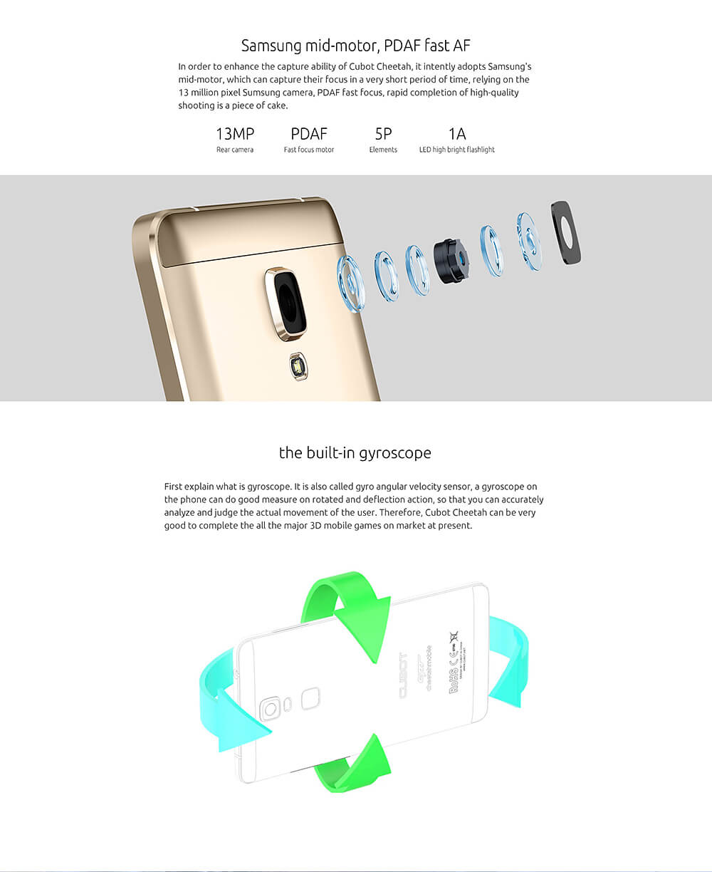 [HK Stock]CUBOT CHEETAH 5.5inch 2.5D FHD 4G LTE Android 6.0 Smartphone MTK6753A Octa Core 3GB 32GB 13.0MP Touch ID Gyroscope Hotknot OTG Metal Body - Rose Gold