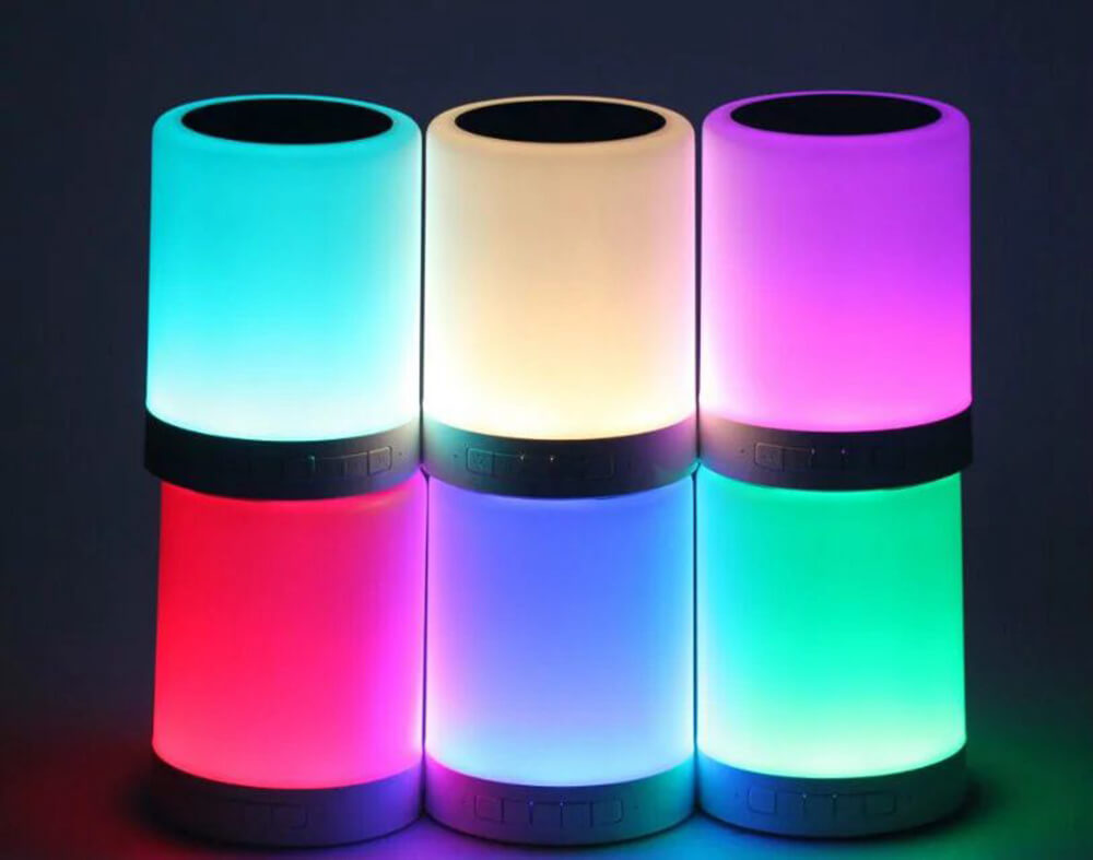 YM-388 Hands-free Touch Lamp Bluetooth Speaker Box 6 Colors LED Light Wireless Music Player Support TF Card - White