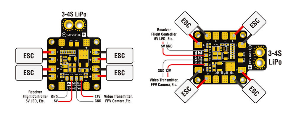 Matek PDB-XT60 Power Distribution Board W/ BEC 5V & 12V 2oz Copper For RC Multirotors