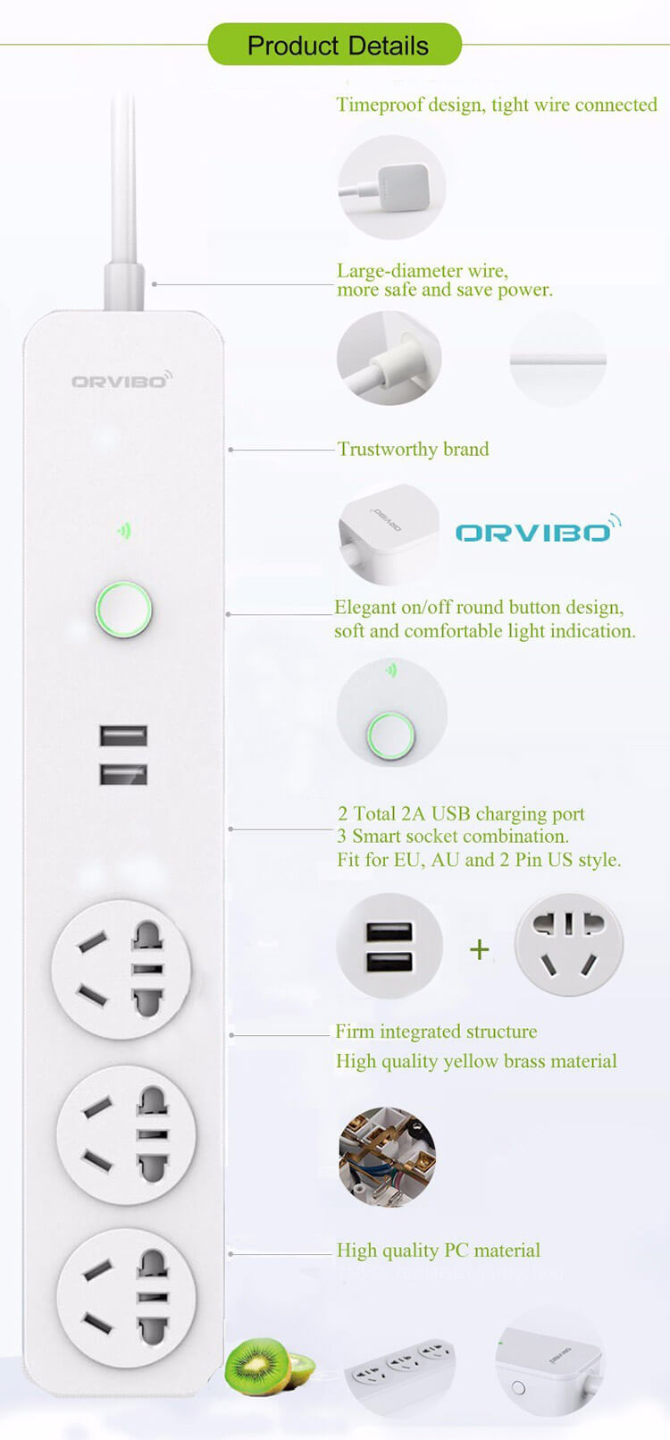 ORVIBO COCO USB WiFi Smart Home Extension Sockets Switches Remote Control Timing Plug Power Strip for iOS Android