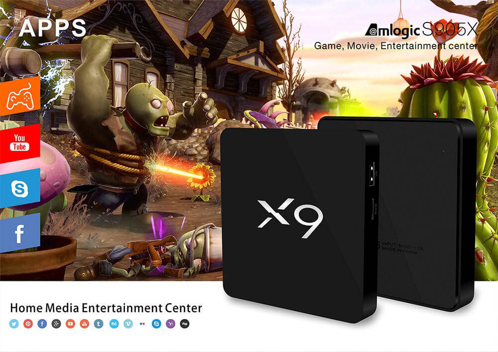 [Spain Stock]X9 4K Amlogic S905X Android 6.0 Marshmallow 64Bit 2G/8G TV Box KODI Preinstallled WIFI Bluetooth 4.0