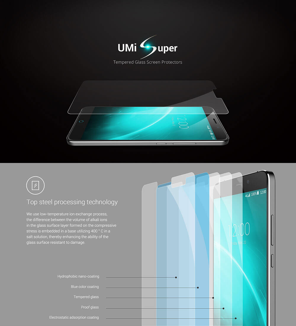 Original UMI Tempered Glass Screen Protector Protective Glass Film For UMI Super Smartphone - Transparent