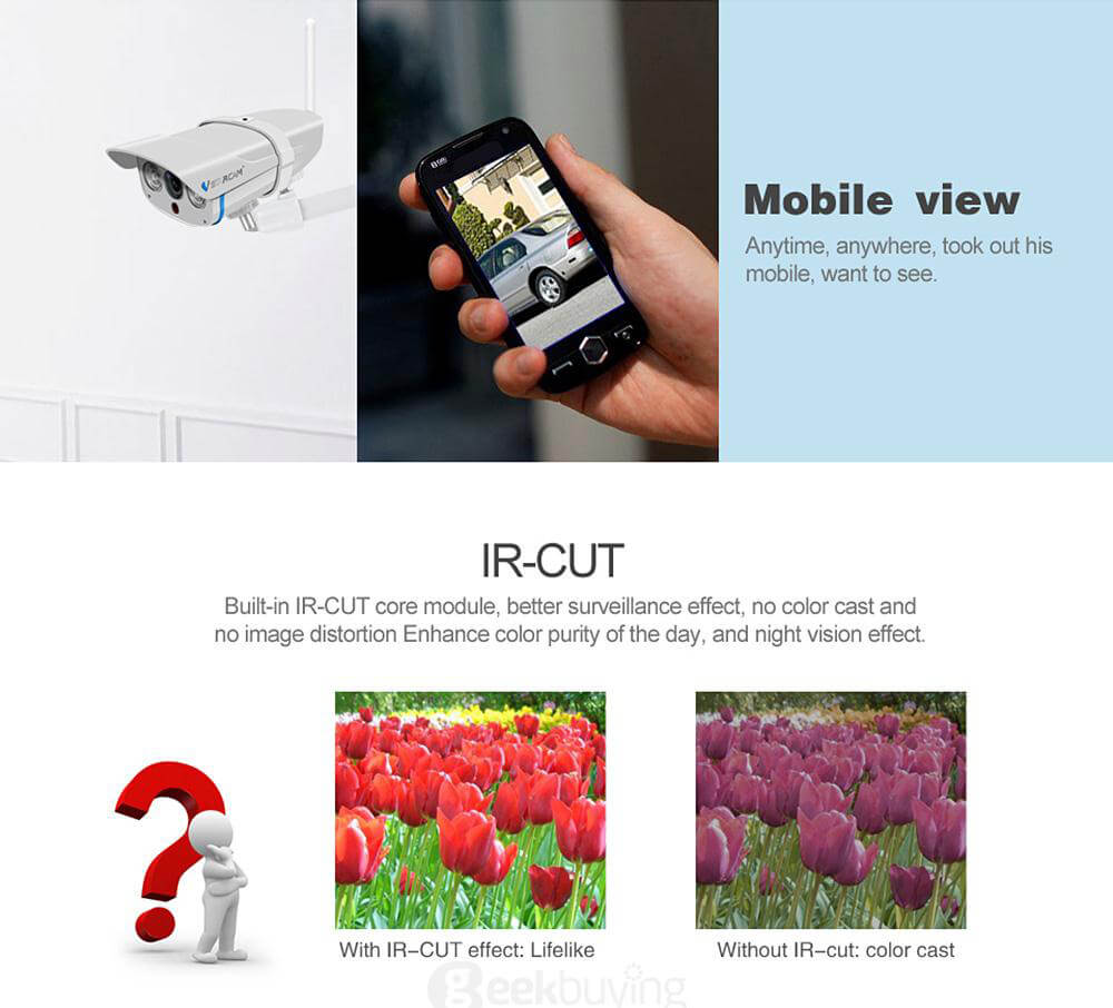 Vstarcam C7816WIP กล้อง IP กันน้ำ IP67 กล้อง 720P HD WiFi H.264 ONVIF Protocol IR-CUT Dual Filter