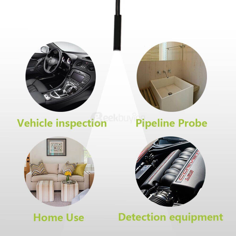 Makibes Android OTG Endoscope 2.0MP Camera Combo USB/Micro 8mm 5M Cable Professional Testing Tool for Android Mobile Phones / PC - Black