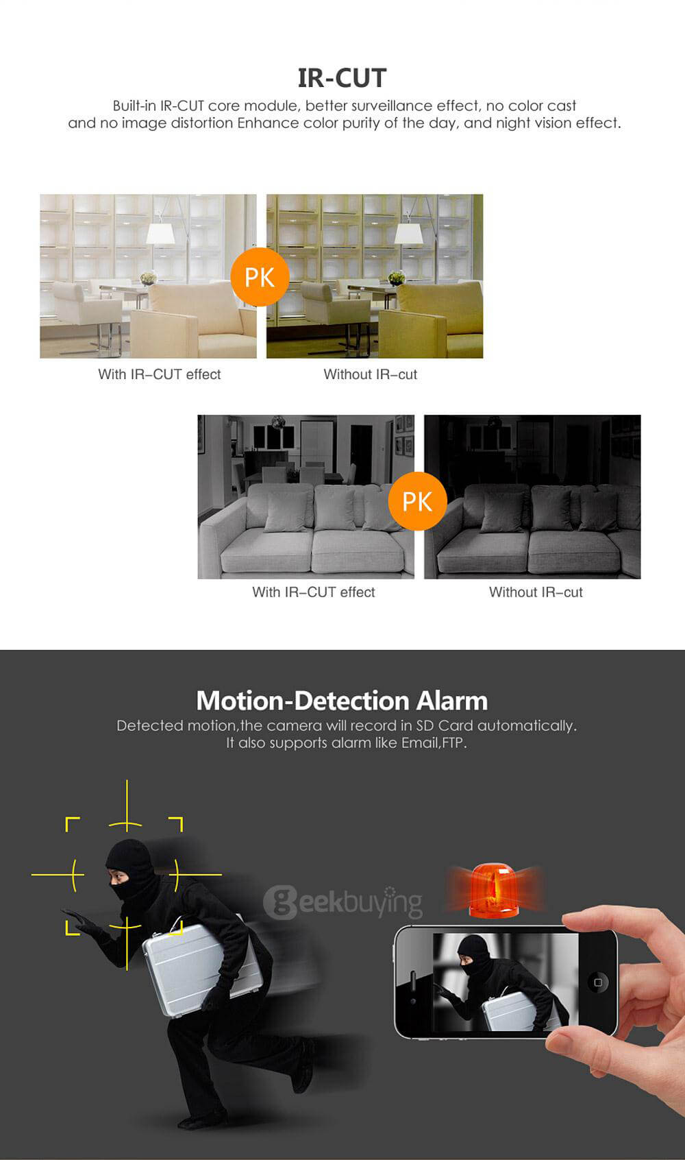 Vstarcam Eye4 C7842WIP 720P HD WiFi IP Camera H.264 video compression 1.0 Megapixel - White + Pink