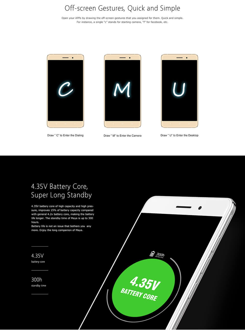 [HK Stock]BLUBOO Maya 5.5inch HD Android 6.0 3G MT6580 64bit Quad Core 2GB+16GB Smartphone(White) + Soft Case(Transparent) + Screen Protector