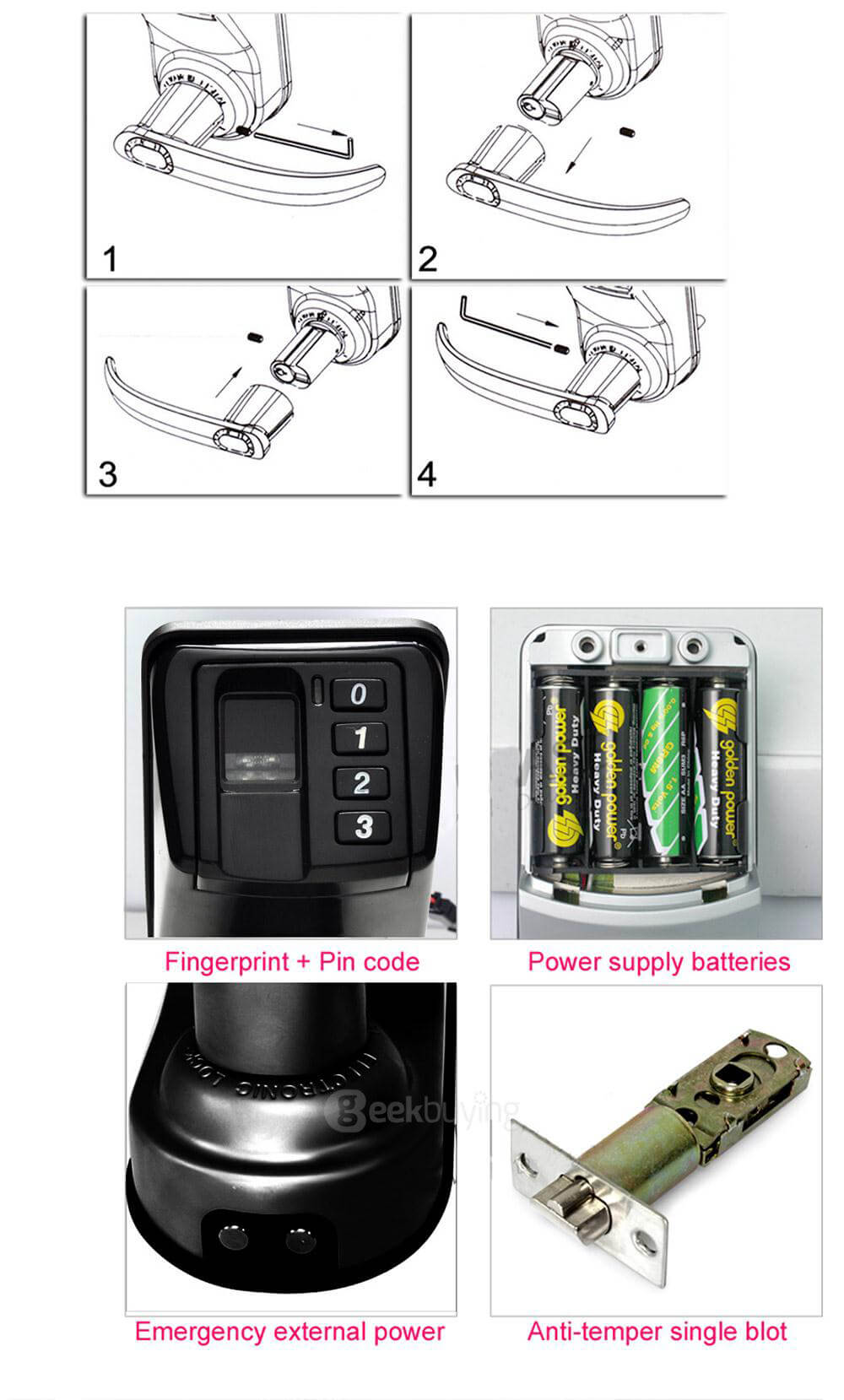 ADEL LS-9 Fingerprint Lock - Black