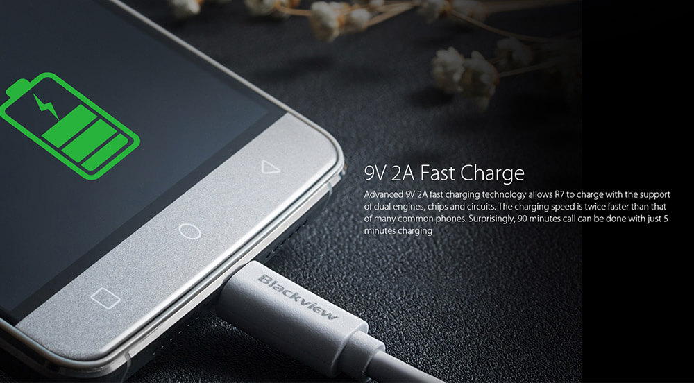 [HK Stock]Blackview R7 5.5inch FHD 4G LTE Android 6.0 MTK6755 Smartphone Octa core 2.0GHz 4GB RAM 32GB ROM 8.0MP+13.0MP Touch ID NFC Fast Charge - Gray