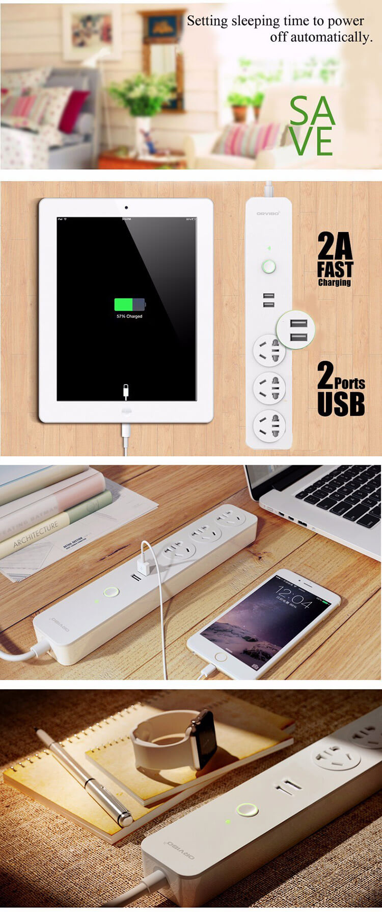 ORVIBO COCO USB WiFi Smart Home Extension Sockets Switches Remote Control Timing Plug Power Strip for iOS Android
