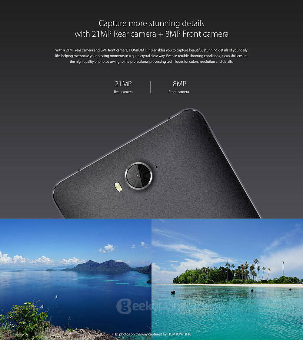 [HK Stock]HOMTOM HT10 5.5inch Android 6.0 Full Network 4G LTE Smartphone Helio X20 MT6797 Deca Core 4GB 32GB 8.0MP 21.0MP Iris Recognition OTG - Black