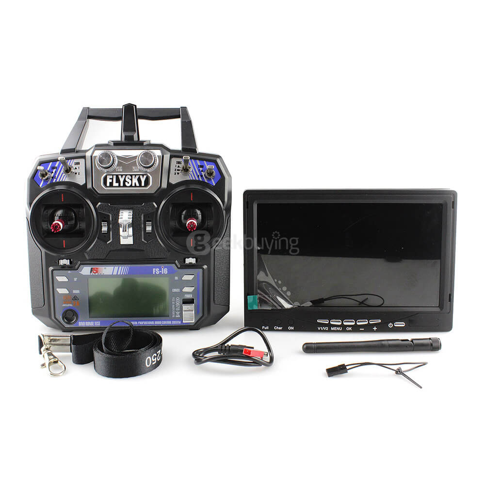 Racer 250 FPV Drone Flysky FS I6 2.4G 6CH Transmitter 7 Inch 32CH Monitor HD Camera RTF