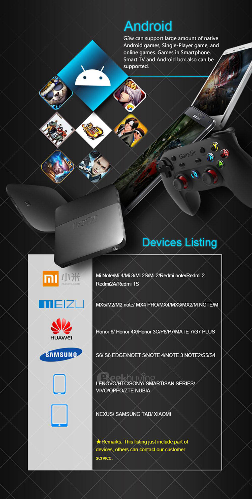 GameSir G3w Wired Gamepad Game Controller for Android/Windows PC/PS3/XBOX/TV BOX - Black