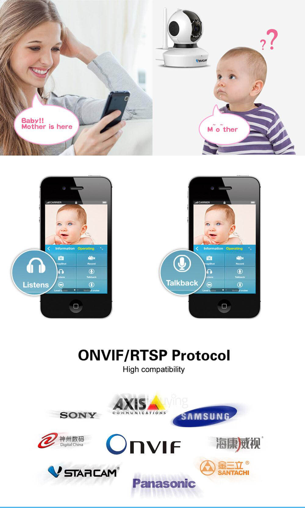 Vstarcam C7823WIP IP Camera 1.0MP H.264 720P HD Camera ONVIF Protocol Night Vision Wireless Network Camera