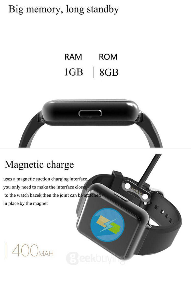 Q1 3G Smartwatch Phone Android 5.1 OS 1.54 inch MTK6580 Quad Core 1.3GHz 1GB RAM 8GB ROM Google Play GPS WiFi Bluetooth 4.1 - Silver