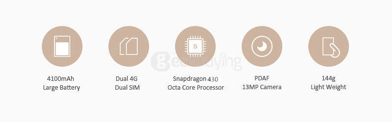 [HK Stock][Official International Version] XIAOMI Redmi 3S 5.0inch HD 4G LTE MIUI 8 Smartphone Qualcomm Snapdragon 430 Octa Core 2GB 16GB 13.0MP Touch ID Fast Charge 4100mAh - Gold