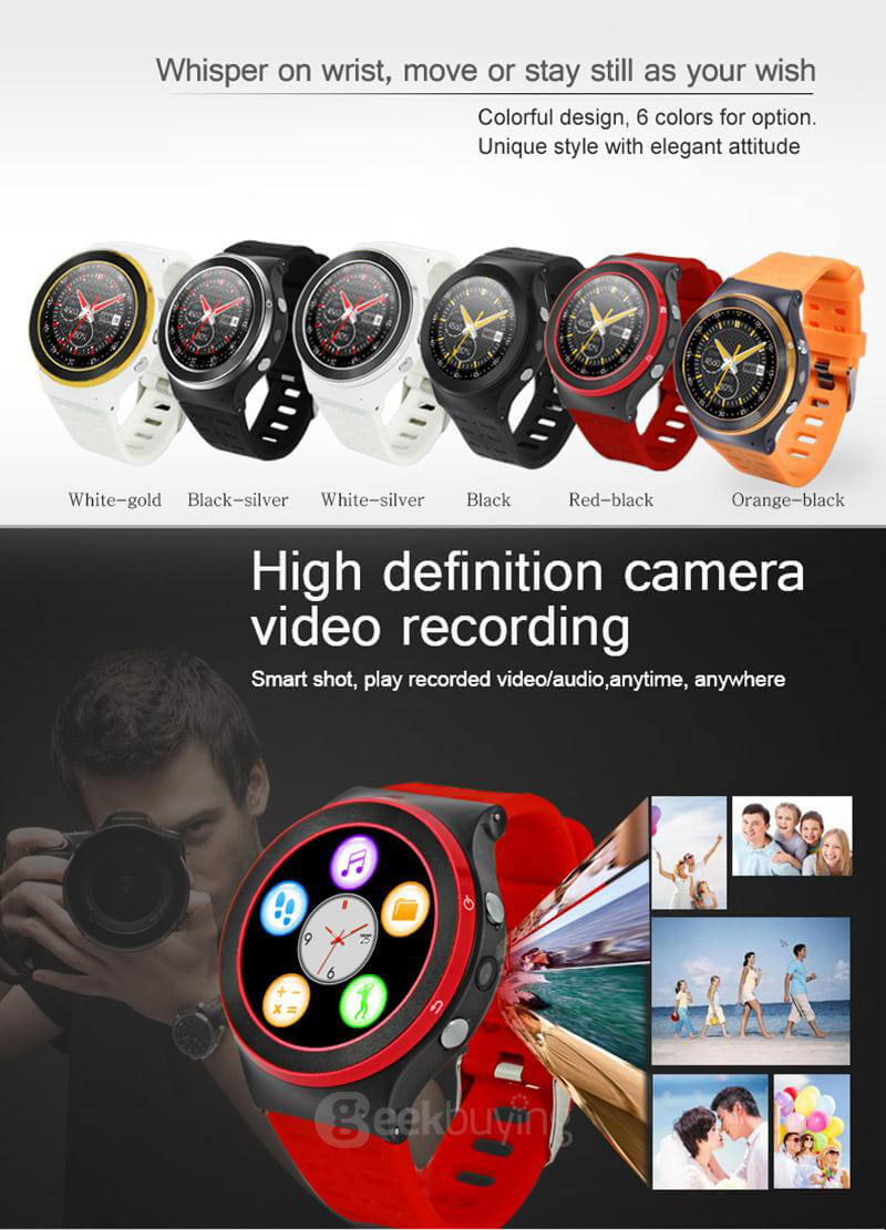 ZGPAX S99 3G Smartwatch Phone Android 5.1 OS 1.33 inch MTK6580 Quad Core 1.3GHz 512MB RAM 8GB ROM Google Play GPS Bluetooth 4.0 WiFi - Black-silver