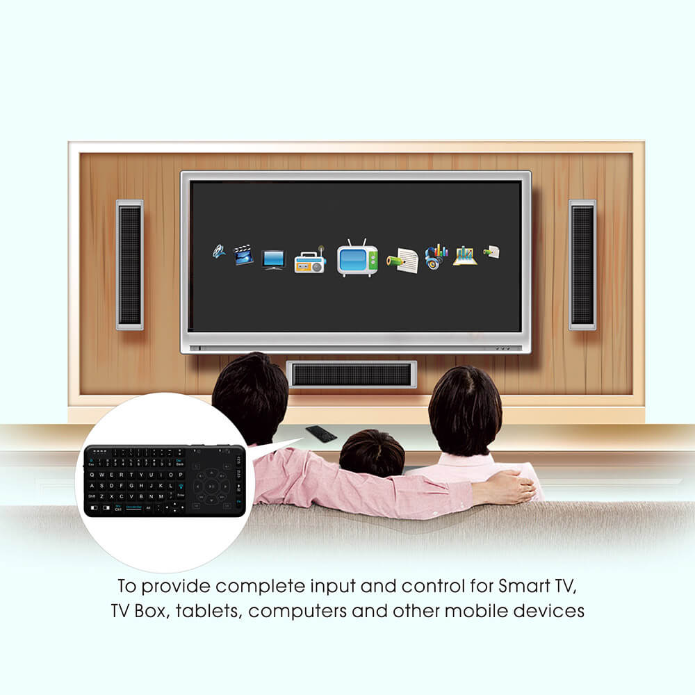 Rii Mini i4 Wireless Handheld Remote Multimedia Backlit Touchpad Keyboard For PC/Laptop/Android Smart TV Box - Black