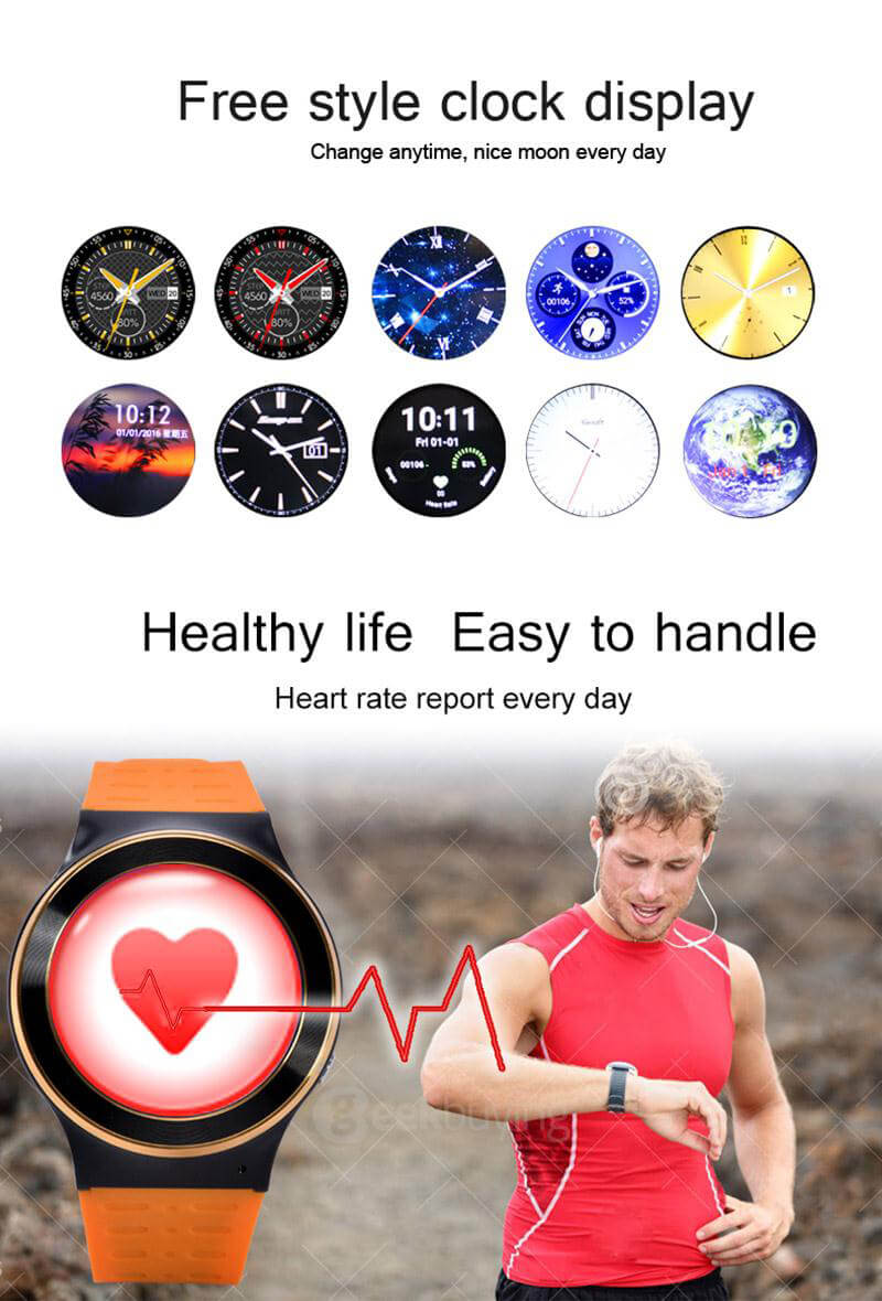 ZGPAX S99 3G Smartwatch Phone Android 5.1 OS 1.33 inch MTK6580 Quad Core 1.3GHz 512MB RAM 8GB ROM Google Play GPS Bluetooth 4.0 WiFi - Black-silver