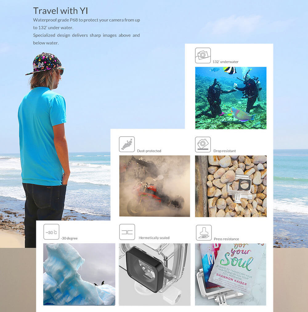 [Spain Stock] Original Xiaoyi YI 4K Waterproof Case Diving 40m Waterproof  for Xiaoyi YI 4K Action Camera 2