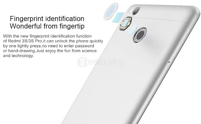 [HK Stock]XIAOMI Redmi 3S 5.0inch HD 4G LTE MIUI 7 Smartphone Qualcomm Snapdragon 430 Octa Core 2GB 16GB 5.0MP+13.0MP Touch ID Fast Charge 4100mAh Metal Body - Silver