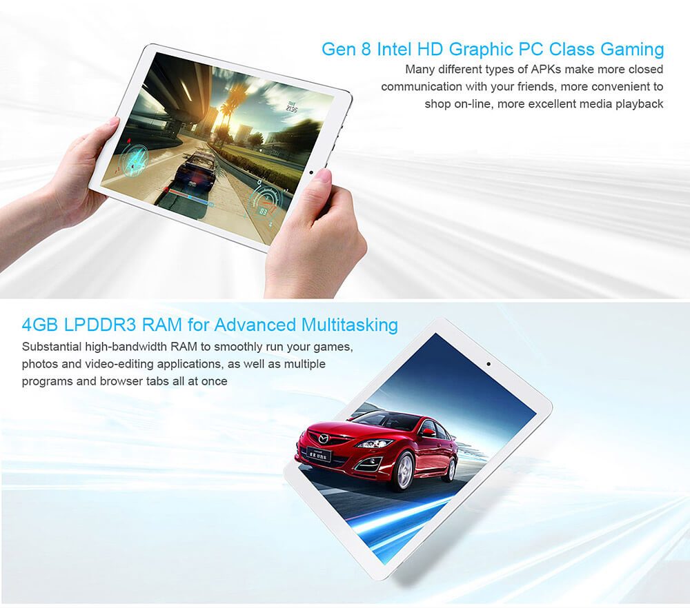 Teclast X98 Plus II 2in1 Tablet Intel Cherry Trail Z8300 9.7 inch Dual OS Windows 10 + Android 5.1 4GB/64GB Quad Core 1.84GHz IPS Retina 2048*1536 Screen - Gray