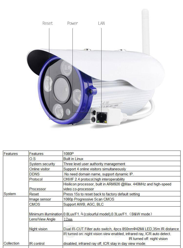 VStarcam C50S 1080P Outdoor IP Camera IP66 Waterproof Security Surveillance Camera Dual IR ONVIF