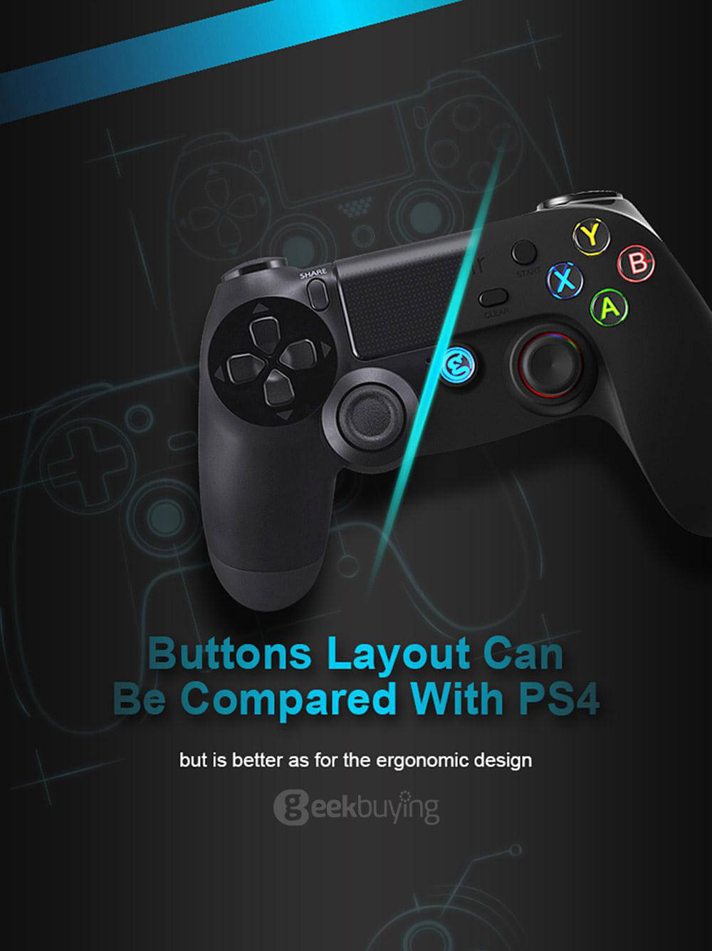 GameSir G3s Enhanced Edition Wireless Gamepad 2.4GHz Bluetooth 4.0 Connection Game Controller for iOS/Android/Windows/PS3 - Black